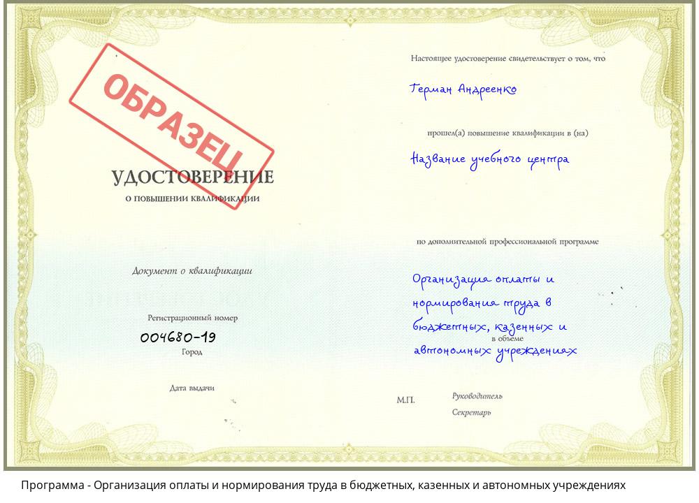 Организация оплаты и нормирования труда в бюджетных, казенных и автономных учреждениях Железногорск (Курская обл.)