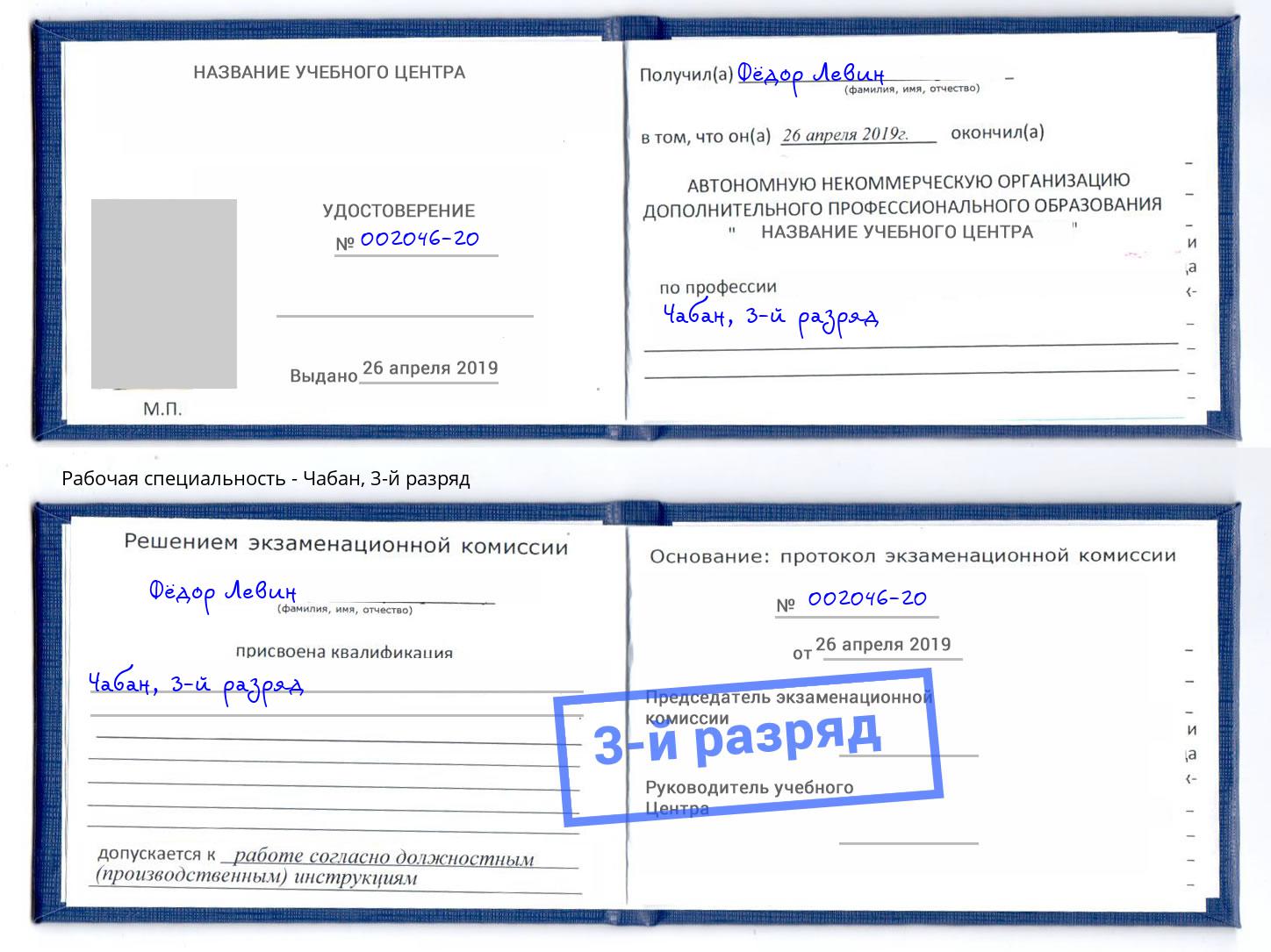 корочка 3-й разряд Чабан Железногорск (Курская обл.)