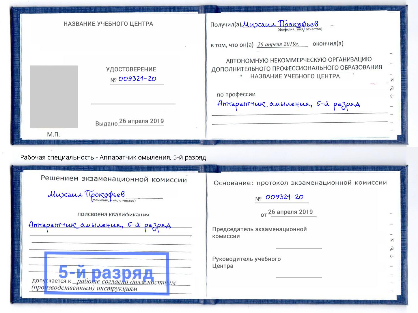 корочка 5-й разряд Аппаратчик омыления Железногорск (Курская обл.)